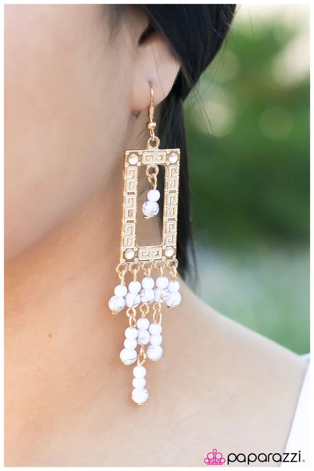 Paparazzi Earring ~ Aztec Attitude - White