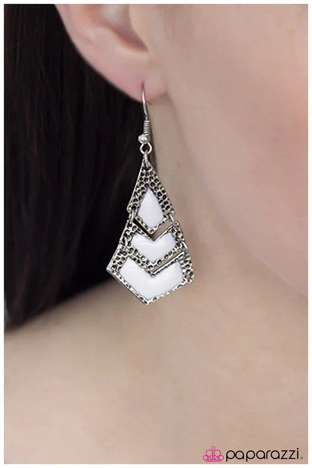 Paparazzi Earring ~ Wild Child - White