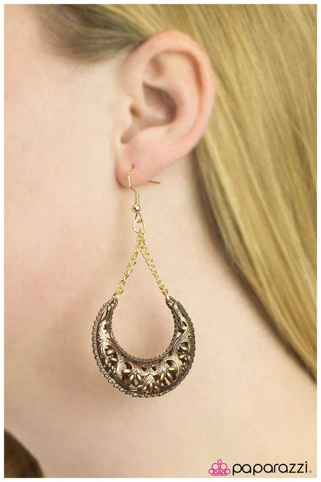 Paparazzi Earring ~ Over the Moon - Brown