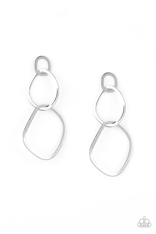 Paparazzi Earring ~ Twisted Trio - Silver