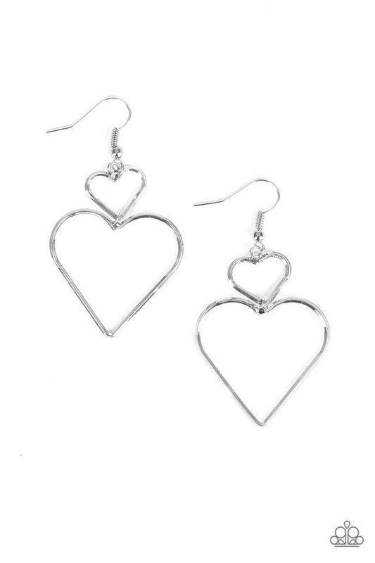 Paparazzi Earring ~ Heartbeat Harmony - Silver