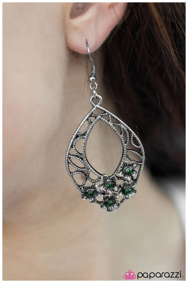Paparazzi Earring ~ Garden Party - Green
