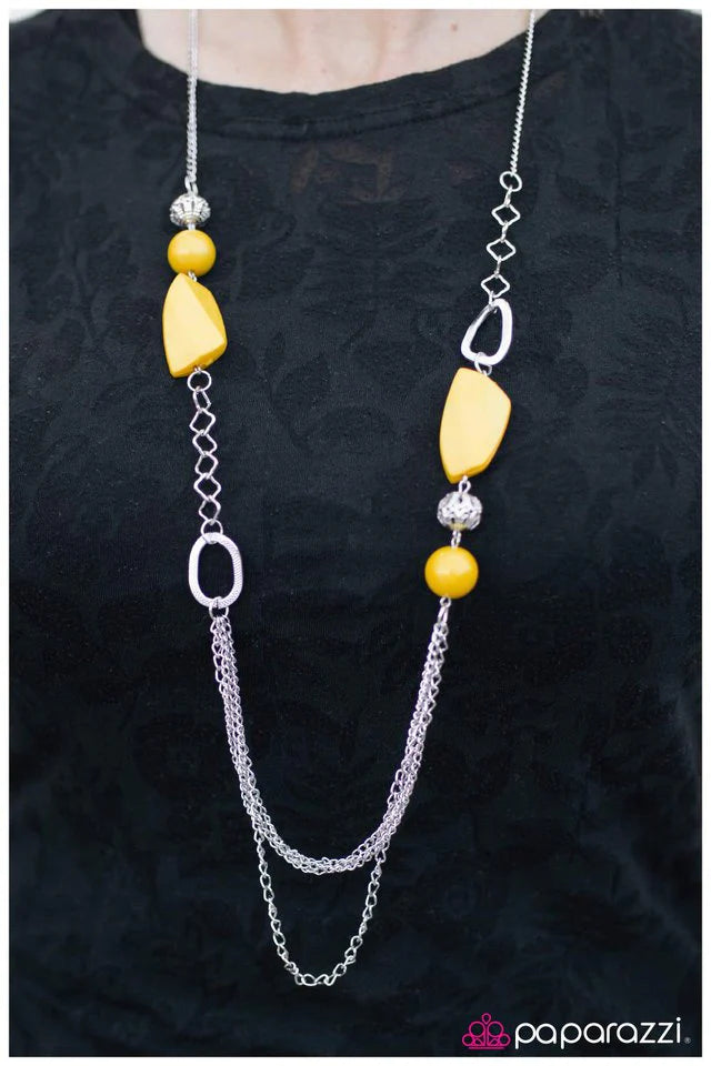 Paparazzi Necklace ~ Its a Gamble - Yellow