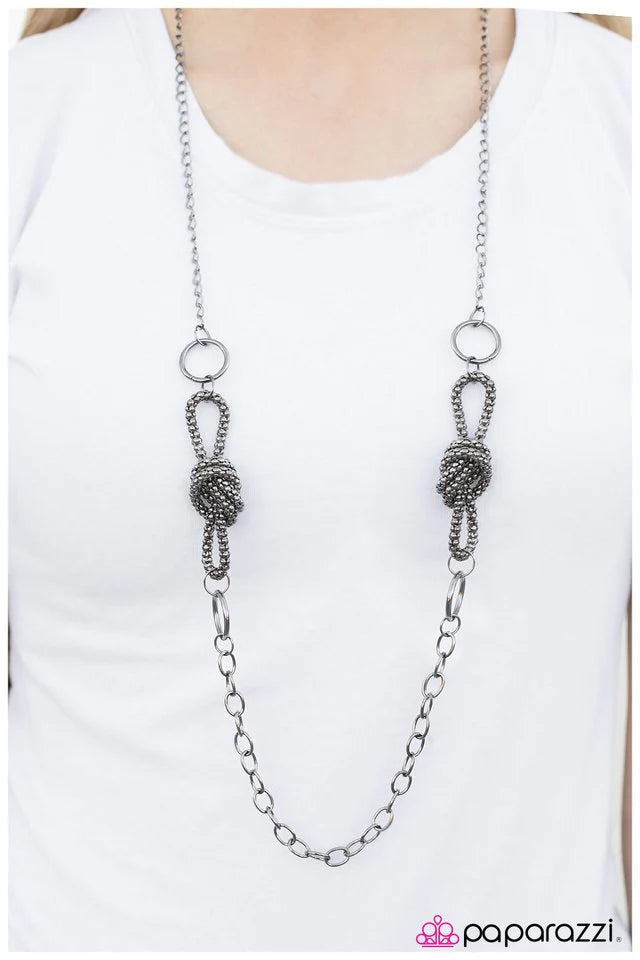 Paparazzi Necklace ~ Its KNOT Me, Its You - Black