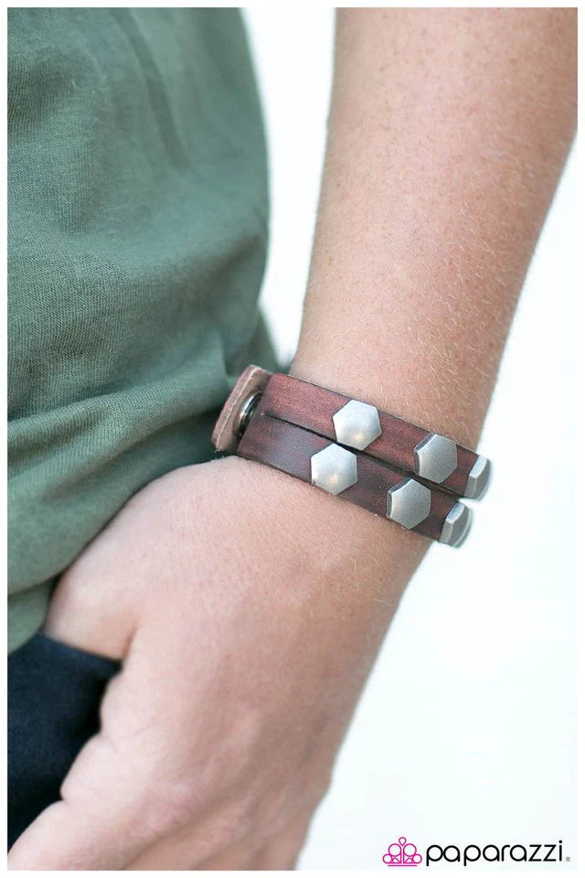 Paparazzi Bracelet ~ Deus HEX Machina - Brown