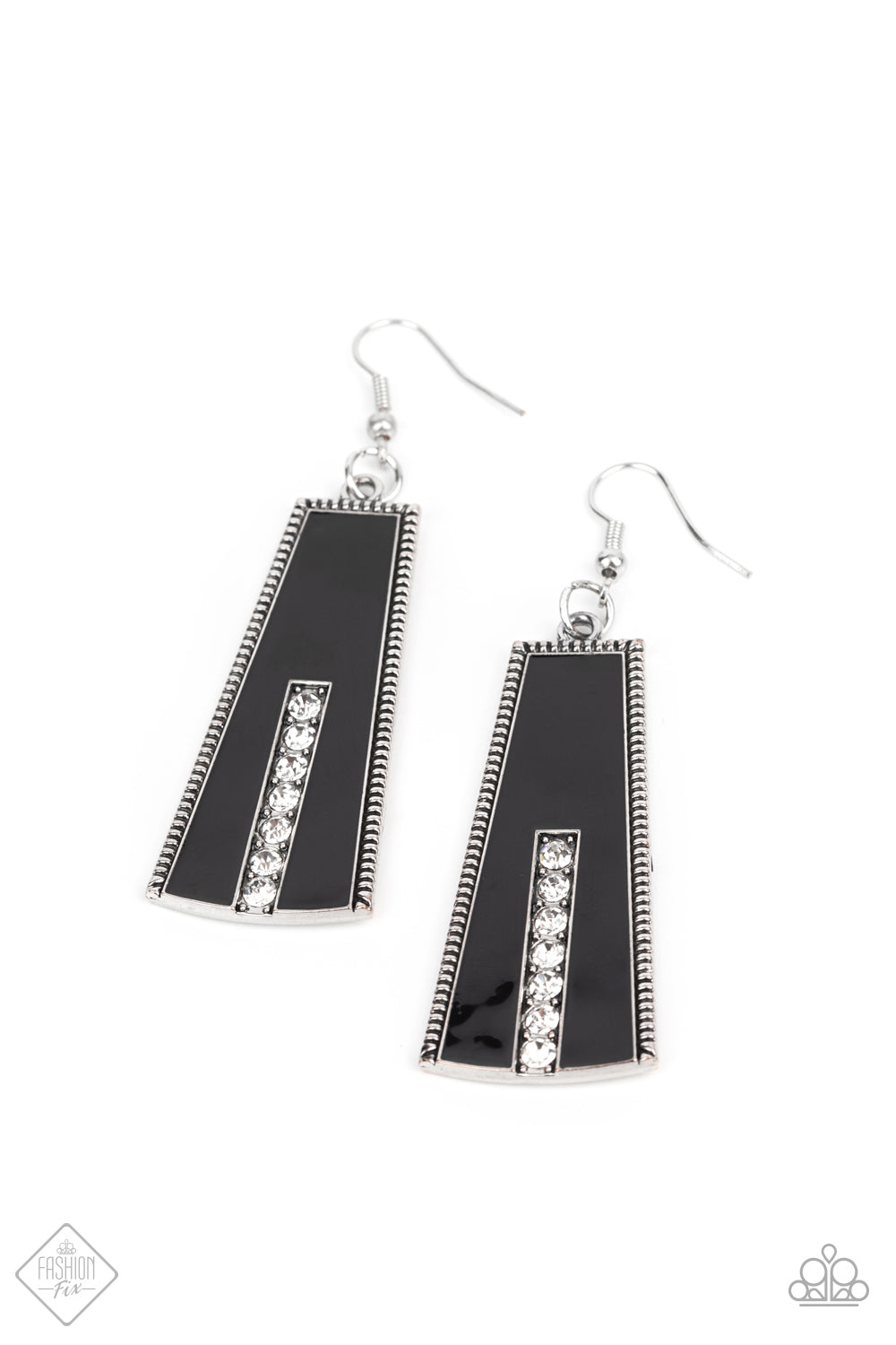 Paparazzi Earring ~ Demandingly Deco - Black
