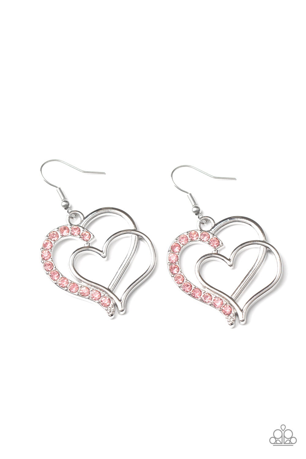 Paparazzi Earring ~ Double the Heartache - Pink