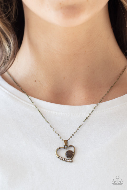 Paparazzi Necklace ~ Heart Full of Love - Brass