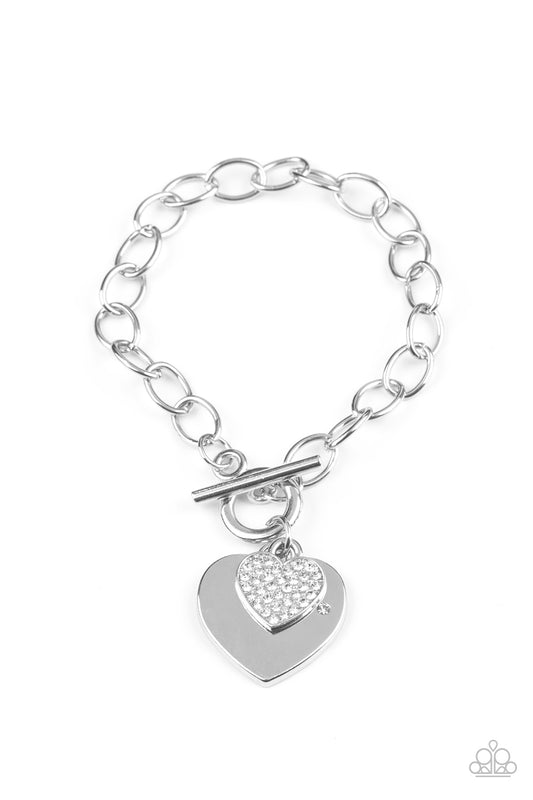 Pulsera Paparazzi ~ Heartbeat Bedazzle - Blanco