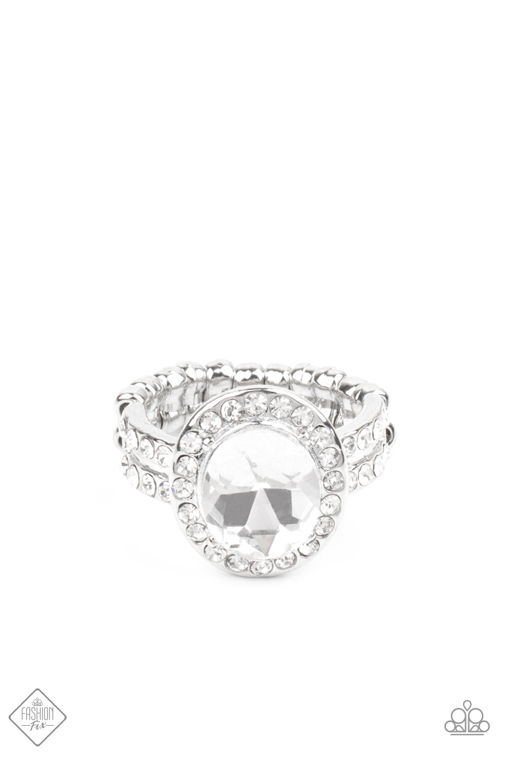 Anillo Paparazzi Fashion Fix de enero de 2021 ~ Brillo imparable - Blanco