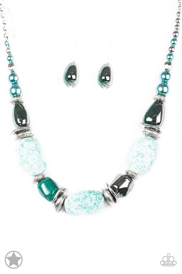 Paparazzi Blockbuster Necklace - In Good Glazes - Blue