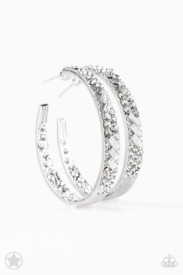 Paparazzi Earring Blockbuster - GLITZY By Association - White