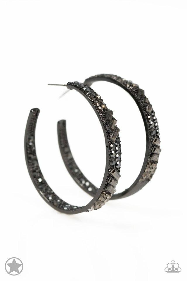 Paparazzi Earring Blockbuster - GLITZY By Association - Black