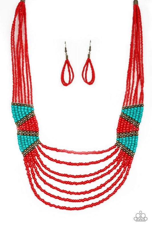 Paparazzi Necklace ~ Kickin It Outback - Red