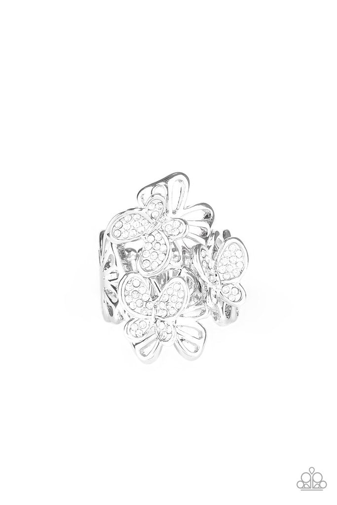 Paparazzi Ring ~ Flighty Flutter - White