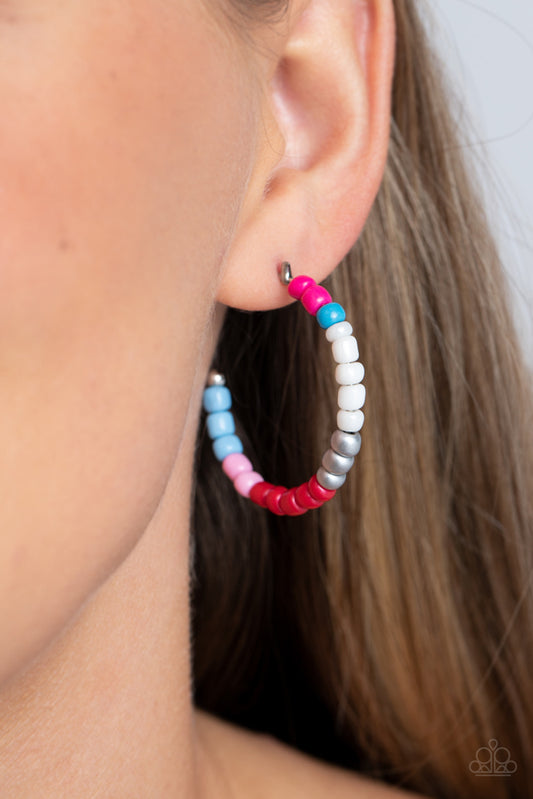 Paparazzi Earring ~ Multicolored Mambo - Pink Multi