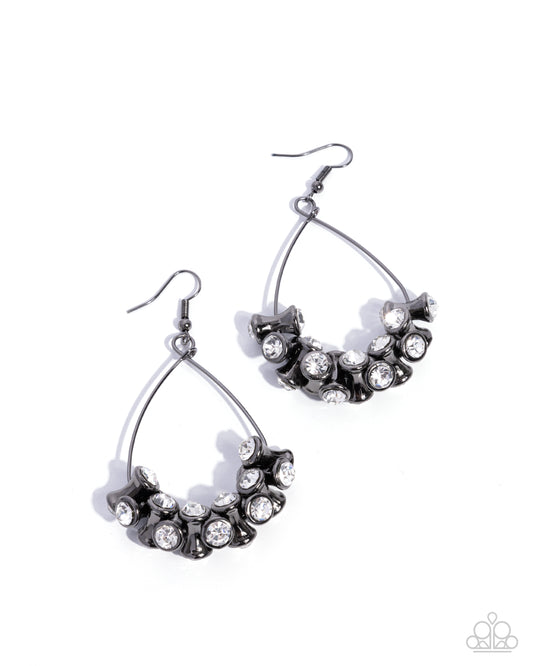 Paparazzi Earring ~ Courageous Chandelier - Black