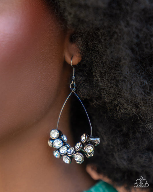 Paparazzi Earring ~ Courageous Chandelier - Black