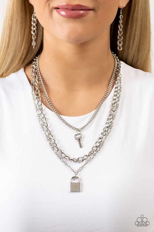Paparazzi Necklace ~ Low Key Layers- Silver