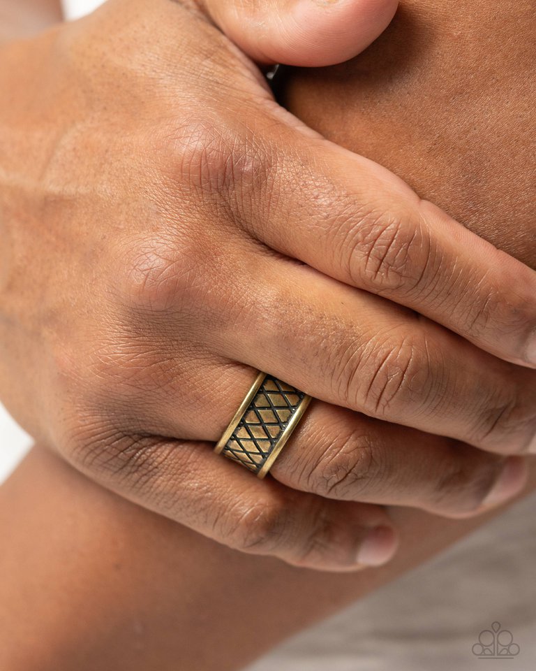 Triple Crossed - Brass - Paparazzi Ring Image