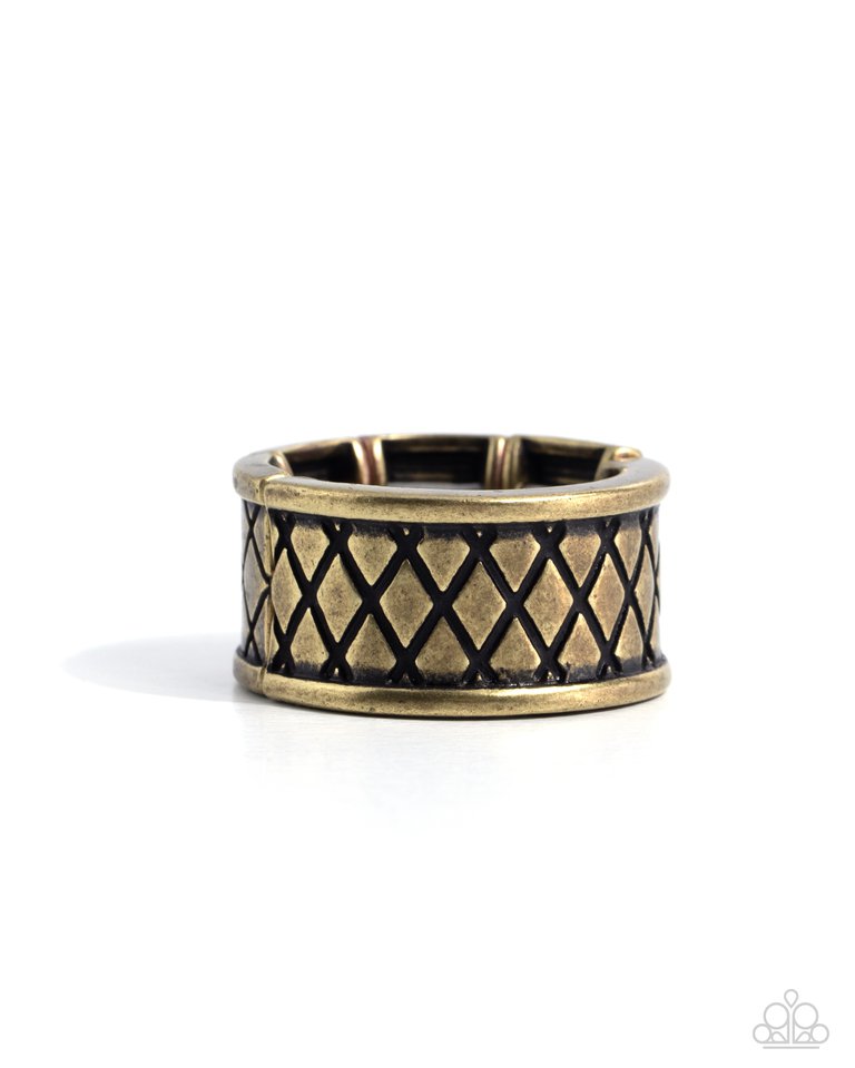 Triple Crossed - Brass - Paparazzi Ring Image