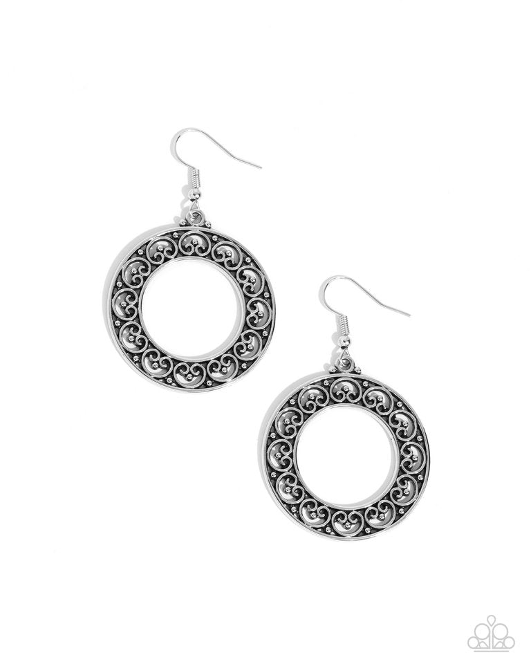 ​Vineyard Valentine - Silver - Paparazzi Earring Image