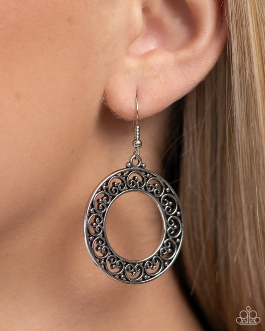 ​Vineyard Valentine - Silver - Paparazzi Earring Image