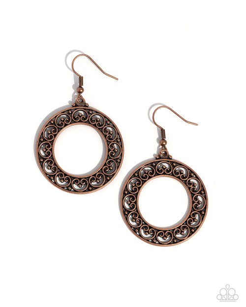 Vineyard Valentine - Copper - Paparazzi Earring Image