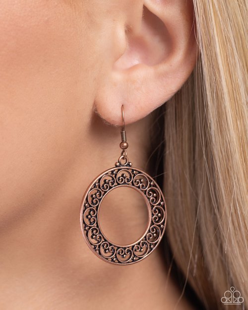 Vineyard Valentine - Copper - Paparazzi Earring Image