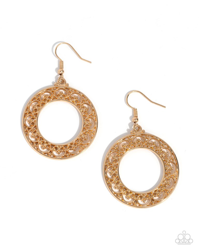 ​Vineyard Valentine - Gold - Paparazzi Earring Image