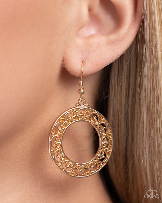 ​Vineyard Valentine - Gold - Paparazzi Earring Image