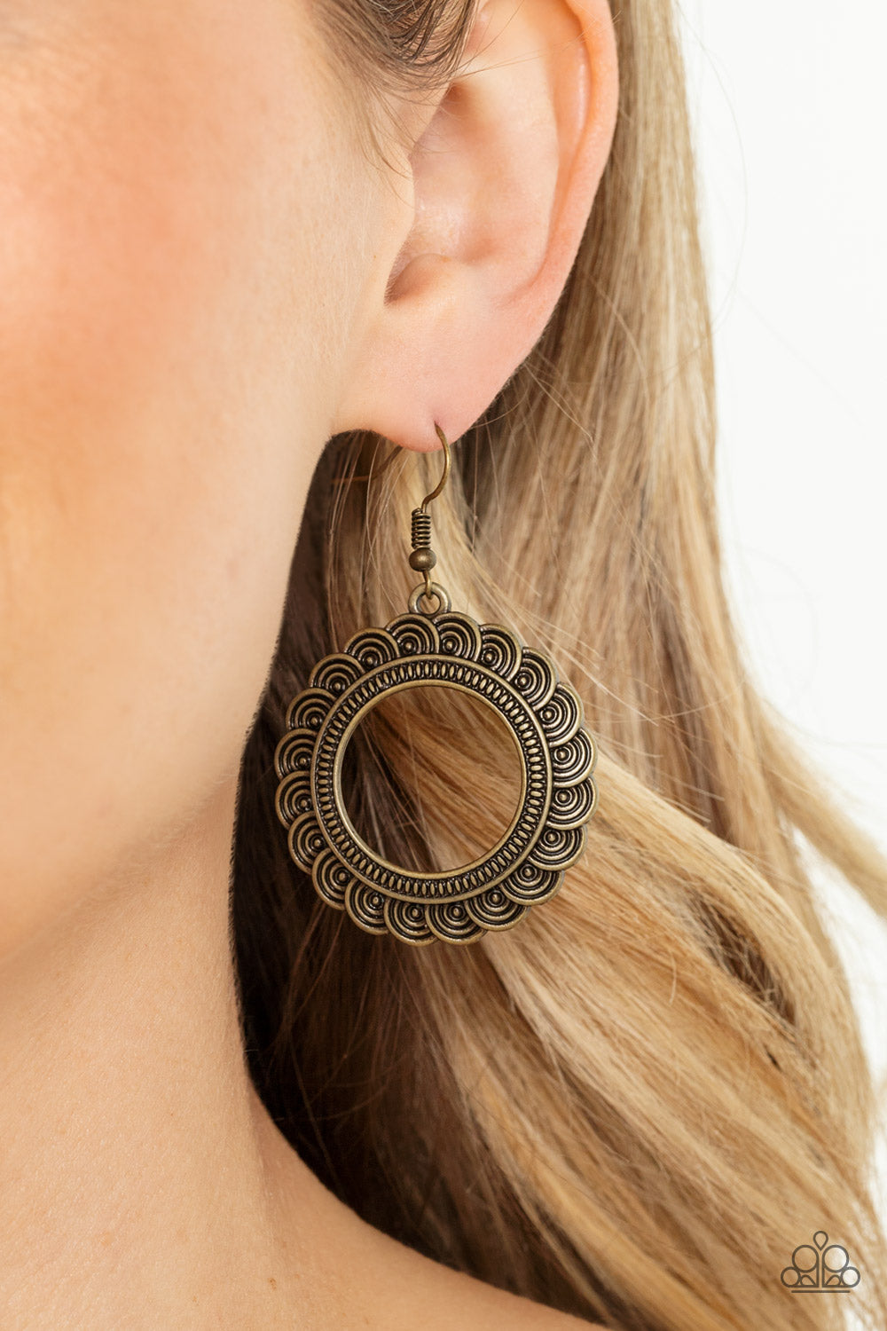 Mayan Mardi Gras - Brass - Paparazzi Earring Image