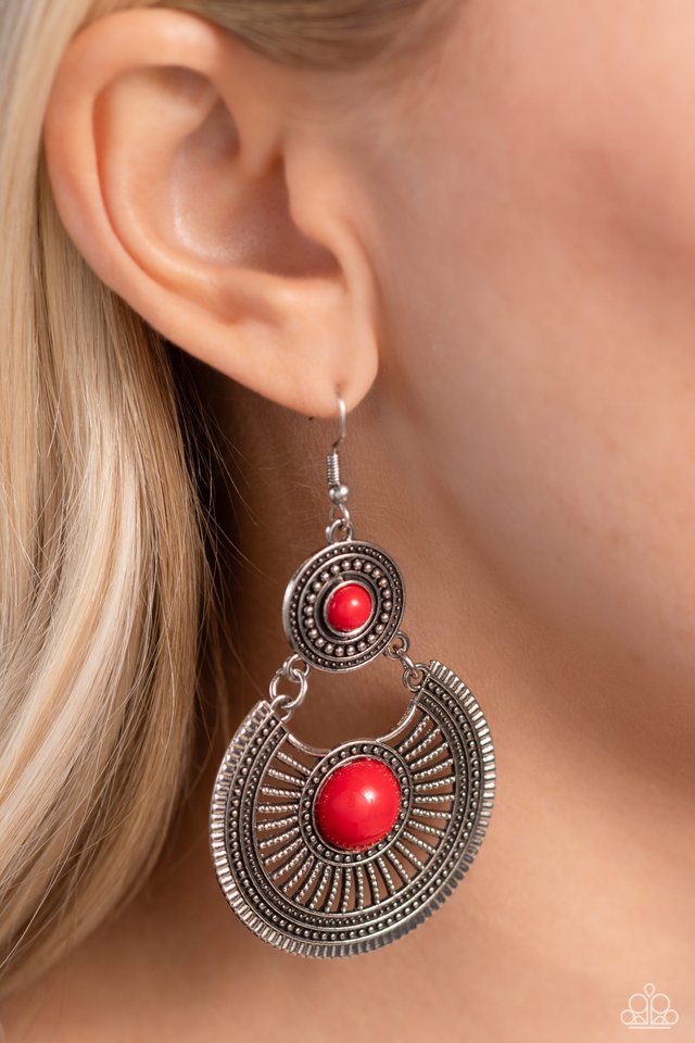 ​A Wild Bunch - Red - Paparazzi Earring Image