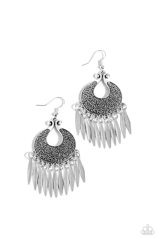 Tribal Charm - Silver - Paparazzi Earring Image