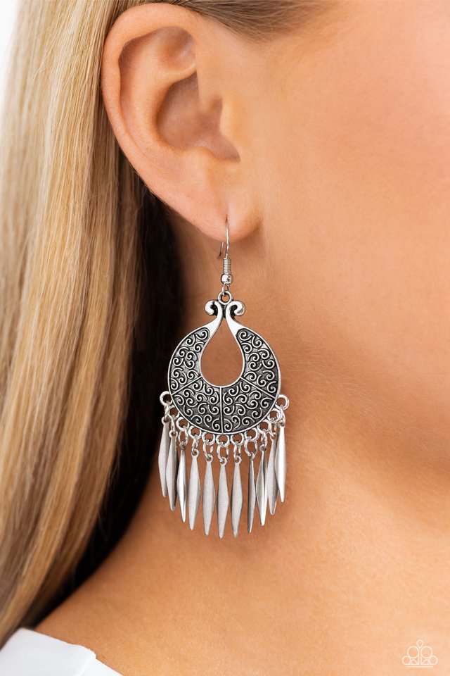 Tribal Charm - Silver - Paparazzi Earring Image