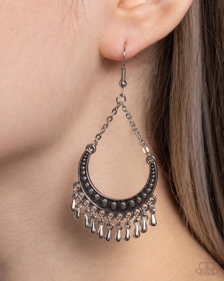 Melodic Moons - Silver - Paparazzi Earring Image