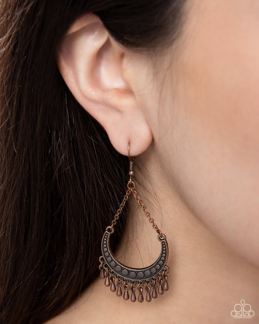 Melodic Moons - Copper - Paparazzi Earring Image