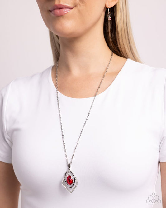 Dauntless Demure - Red - Paparazzi Necklace Image