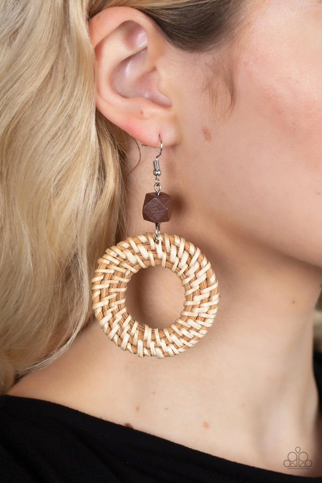 ​Wildly Wicker - Brown - Paparazzi Earring Image