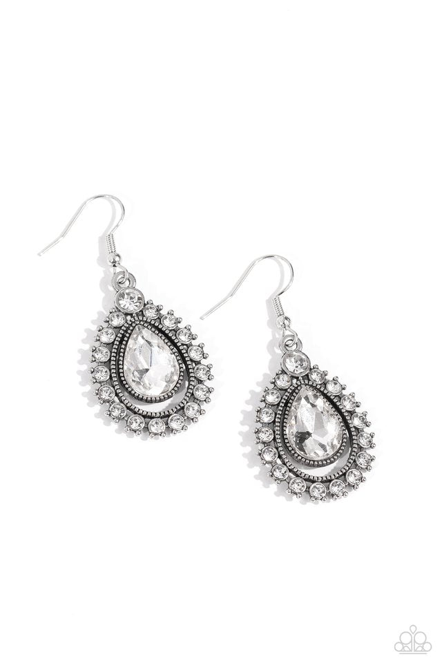 Divinely Duchess​ - White - Paparazzi Earring Image