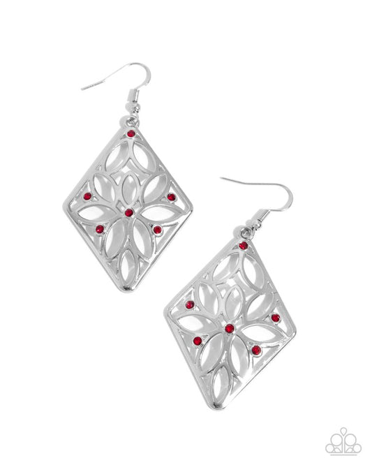 Pumped Up Posies - Red - Paparazzi Earring Image