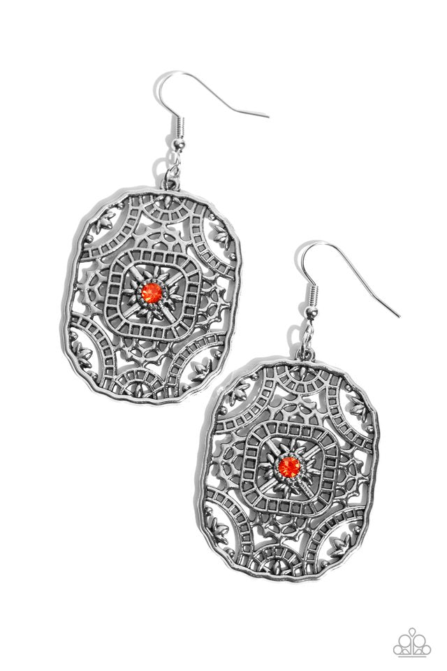 Greco-Roman Romance - Orange - Paparazzi Earring Image