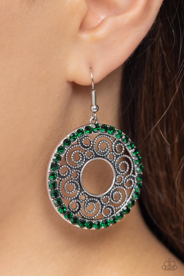 Whirly Whirlpool - Green - Paparazzi Earring Image