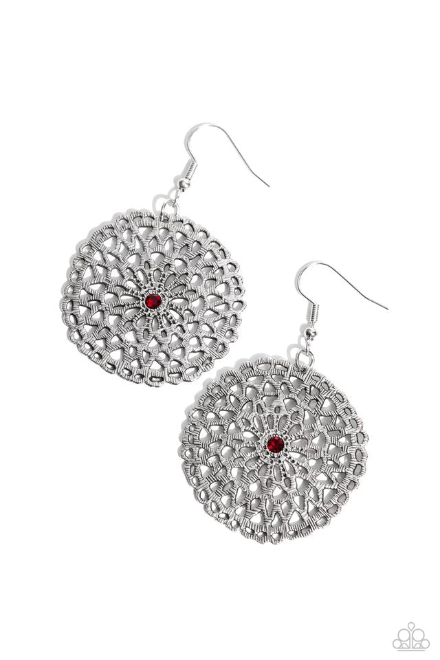 Rolling Radiance - Red - Paparazzi Earring Image