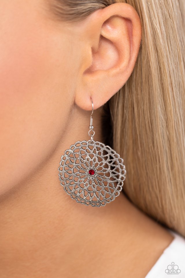 Rolling Radiance - Red - Paparazzi Earring Image