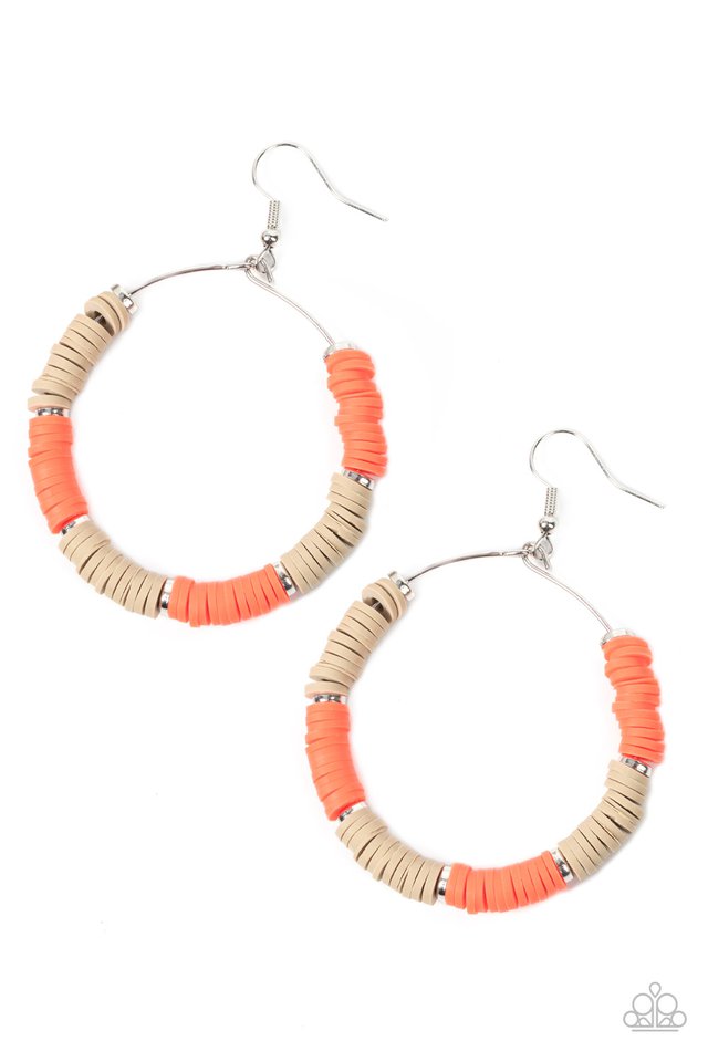 Skillfully Stacked - Orange - Paparazzi Earring Image