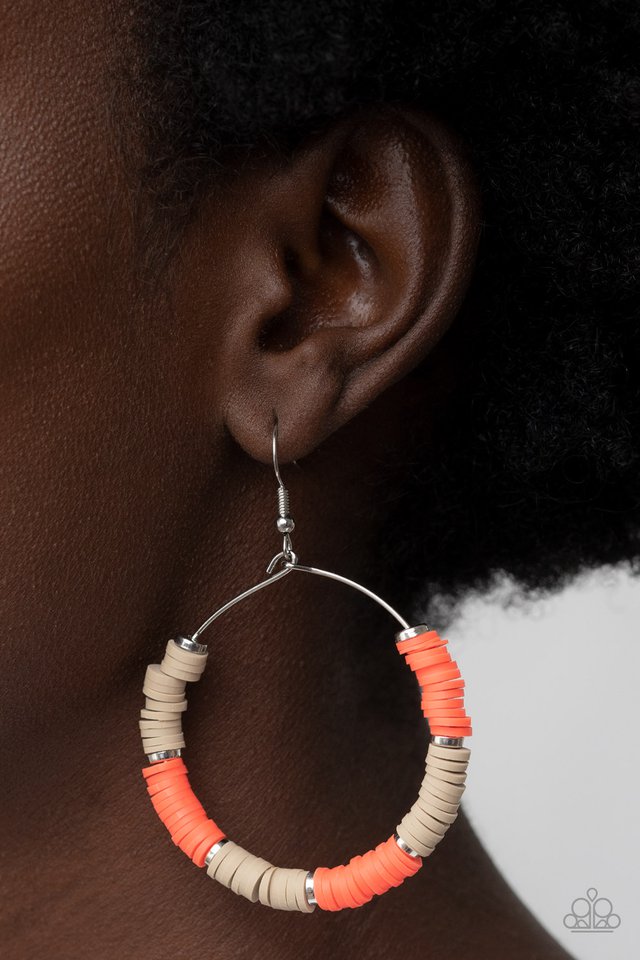 Skillfully Stacked - Orange - Paparazzi Earring Image