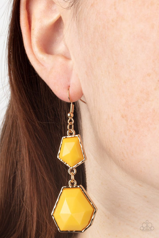 Rio Relic - Yellow - Paparazzi Earring Image