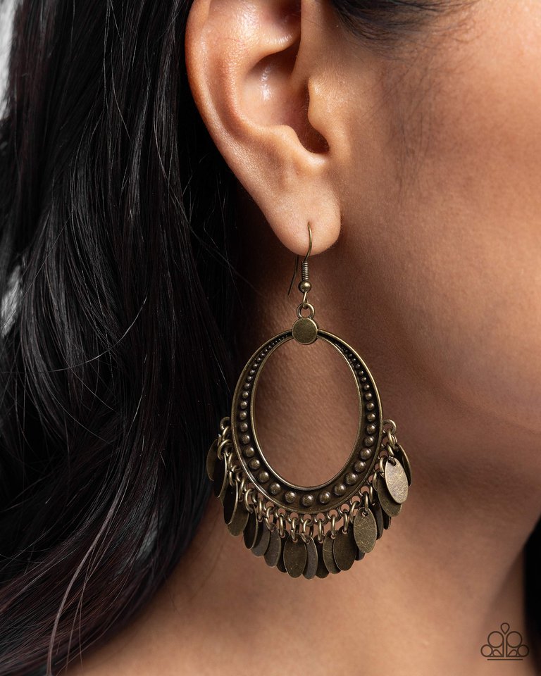 Homestead Hustle - Brass - Paparazzi Earring Image