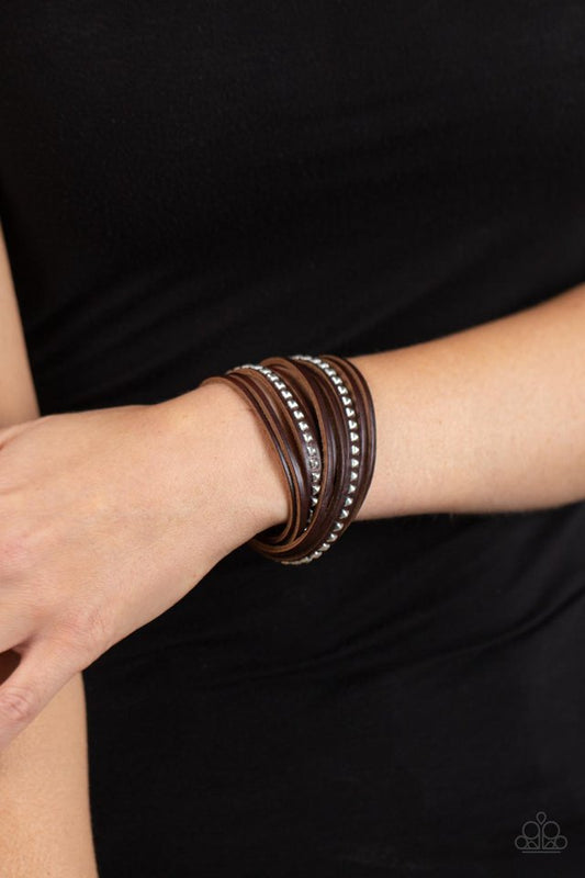 Studded Sensation - Brown - Paparazzi Bracelet Image